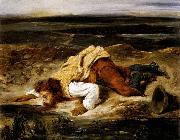 Eugene Delacroix A Mortally Wounded Brigand Quenches his Thirst Germany oil painting artist